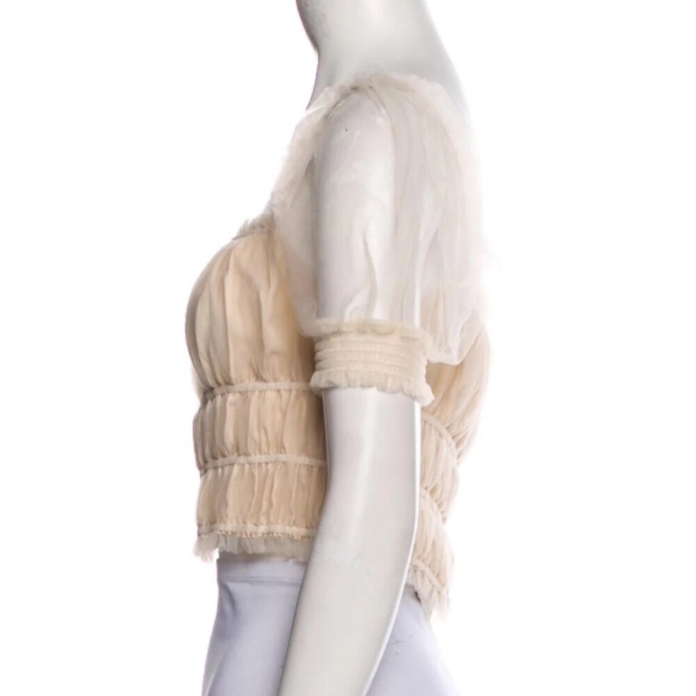 NWOT ALICE AND OLIVIA Ashlyn Sheered Cropped Top In Champagne M $250 - Picture 4 of 12